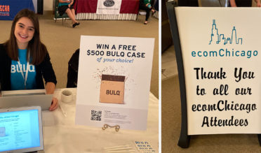ecomChicago 2019 – What We Learned Courtney at eCom table and eCom "Thank You" sign