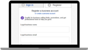eBay "Register a Business Account" page